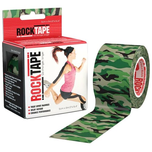 Кинезиотейп Rocktape 5 см х 5 м, Зеленый камуфляж