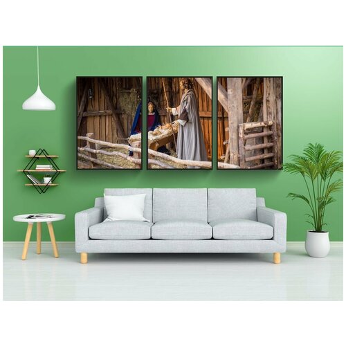 фото Набор модулных постеров для интерьера "вертеп, рождество, рождественское время" 60x90 см. в тубусе, без рамки lotsprints