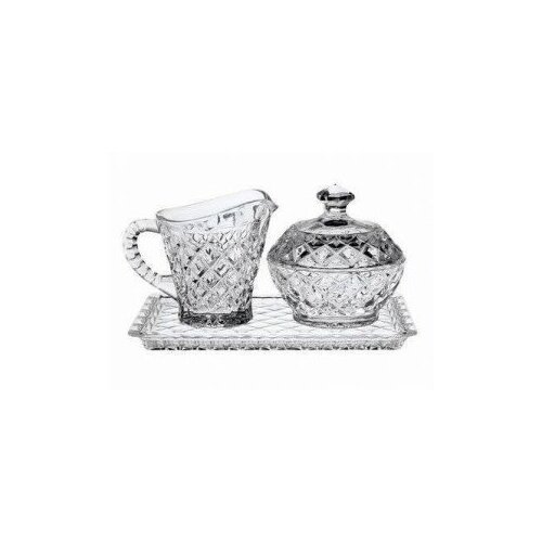фото Набор на подносе, молочник и сахарница bohemia, коллекция diamond чехия
