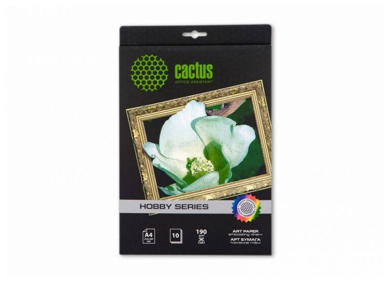 Фотобумага Cactus CS-DA419010L, A4, 190г/м2, 10л, для струйной печати, белый, фактура лён, покрытие матовое