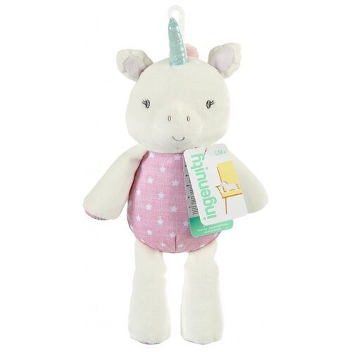 Мягкая игрушка Ingenuity плюшевая Единорог, 30 см, белый/розовый