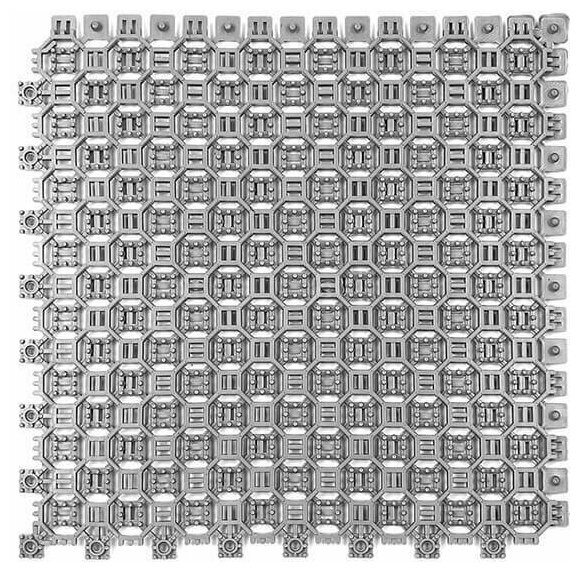 Модульное напольное ПВХ покрытие, дренажное, грязезащитное, плитка Optima Duos 250x250x9 мм, серый