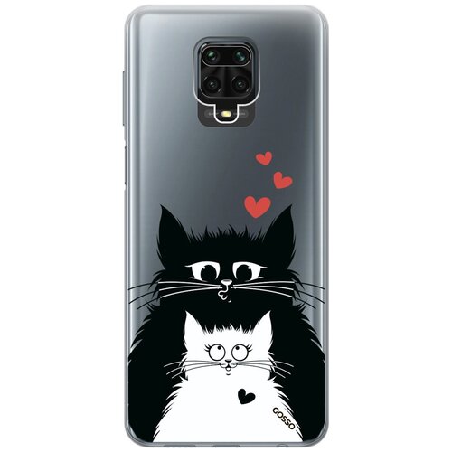 фото Ультратонкий силиконовый чехол-накладка transparent для xiaomi redmi note 9s / note 9 pro с 3d принтом "cats in love" gosso