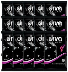 DIVA intimate №15 влажные салфетки для интимной гигиены с ромашкой BLACK (15 уп в наборе)