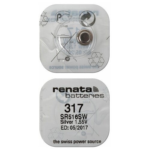 Батарейка Renata 317 10шт/Элемент питания рената 317 В10 (SR516SW)(без ртути) 10шт батарейка renata 317 sr516sw 4шт
