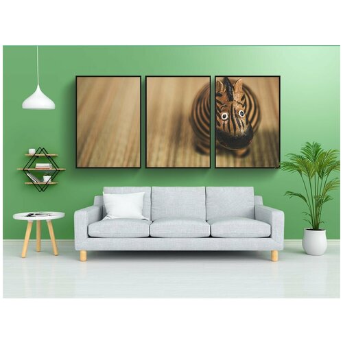 фото Набор модулных постеров для интерьера "зебра, игрушка, деревянный" 60x90 см. в тубусе, без рамки lotsprints