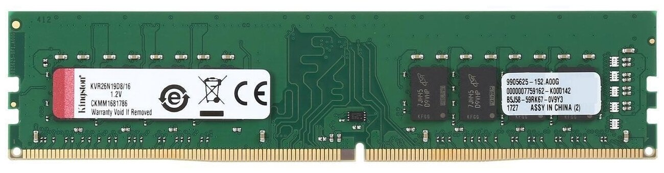 DDR4 16Gb 2666MHz Kingston KVR26N19D8/16 .