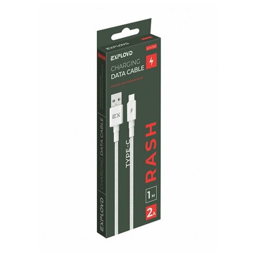 Аксессуар Exployd Rash USB - Type-C 2A 1m White Nylon EX-K-1159