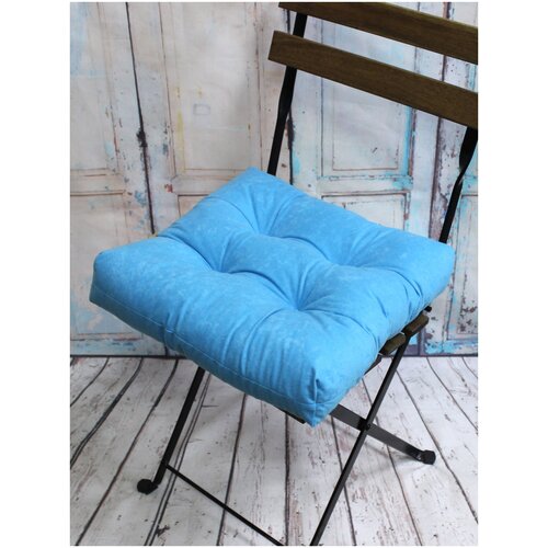 фото Подушка для сидения на стул без завязок matex velours светло-голубой, чехол не съемный, ткань велюр, 40х40 см матекс
