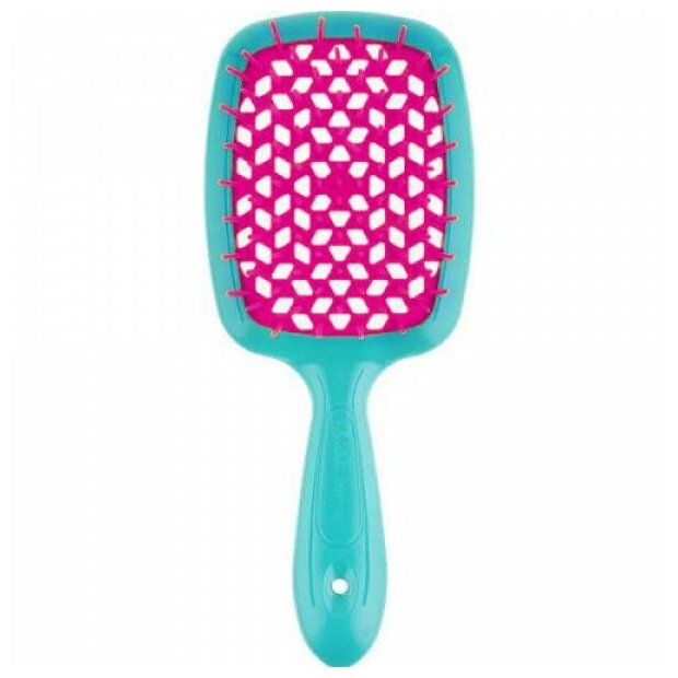 Janeke Щетка пластиковая Super Brush малая, бирюзовый и фуксия, 17,5 x 7 x 3 см (Janeke, ) - фото №1