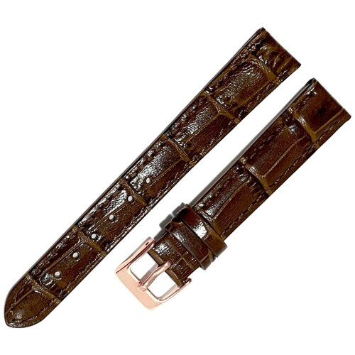 фото Ремешок 3020-142-121 коричневый кожаный ремень для женских наручных часов из натуральной кожи 14 х12 мм m глянцевый мила