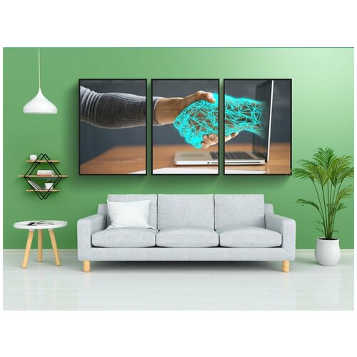 фото Набор модулных постеров для интерьера "технология, руки, в соответствии" 60x90 см. в тубусе, без рамки lotsprints