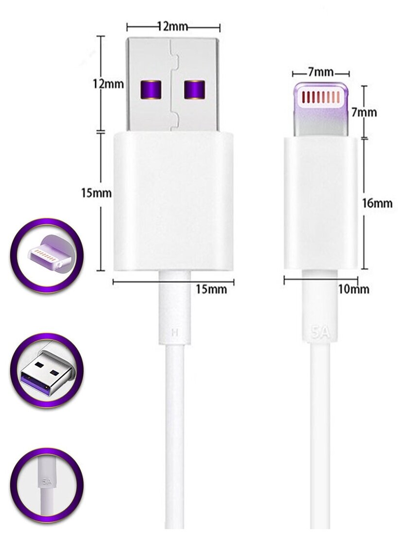 Кабель USB - Lightning Milliant для iPhone iPad iPod c функцией зарядки Power Delivery / Data кабель для iMac и МакБук универсальный 2A ( Белый )