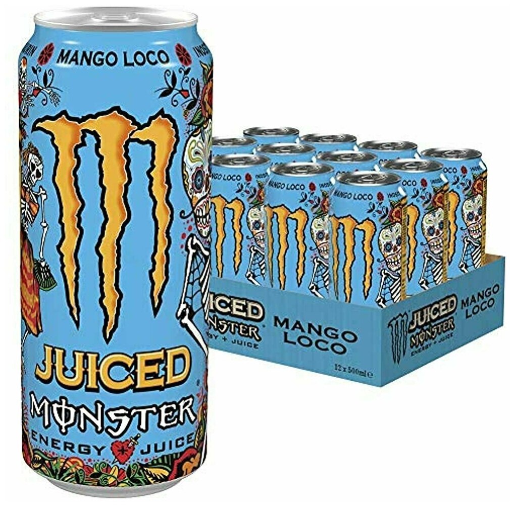 Напиток энергетический Black Monster Mango Loco, ж/б, 12шт х 0,449л - фотография № 1