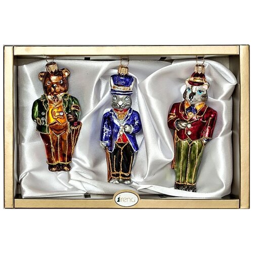 фото Набор елочных игрушек irena co джентльмены 3, 6396, разноцветный, 3 шт.