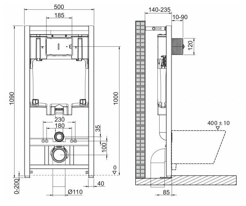 Готовый набор подвесного унитаза: инсталляция Grohe 38750001 + Унитаз подвесной безободковый с сиденьем BelBagno UNO BB3105CHR/SC - фотография № 5