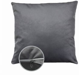 Подушка декоративная на диван классика велюр 45х45 см темно-серый