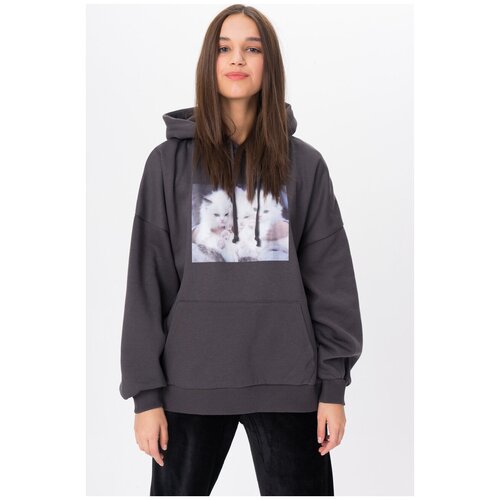 фото Толстовка с принтом 0810010403 серый 44 sela