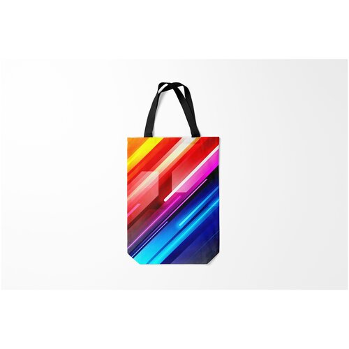 фото Сумка-шоппер / 31х42 см / популярные иллюстрации / полосы неон burnettie