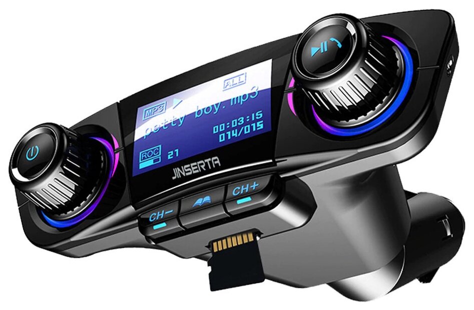 Автомобильный Bluetooth FM-трансмиттер MP3-плеер MyPads RT008 Car kit Hands-free 2xUSB-2.1A/1.0A c регулятором громкости Черный