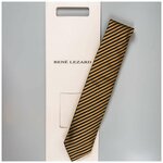 Полосатый золотисто-коричневый галстук Rene Lezard 104763 - изображение