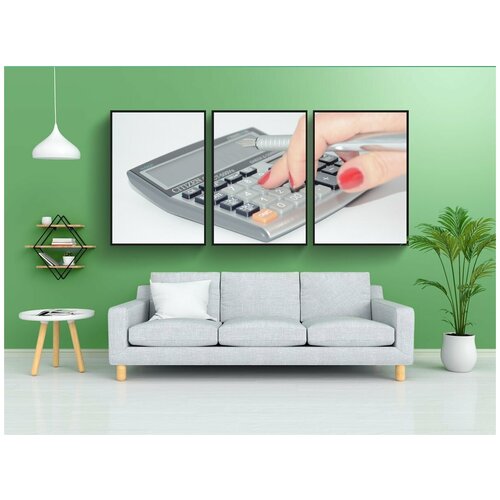 фото Набор модулных постеров для интерьера "калькулятор, рука, вычислить" 60x90 см. в тубусе, без рамки lotsprints
