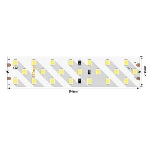 Светодиодная лента SWG 24W/m 252LED/m 2835SMD теплый белый 5M 005600