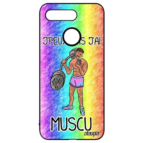 фото Противоударный чехол на телефон // honor v20 / view 20 // "не могу - у меня бодибилдинг!" надпись карикатура, utaupia, цветной