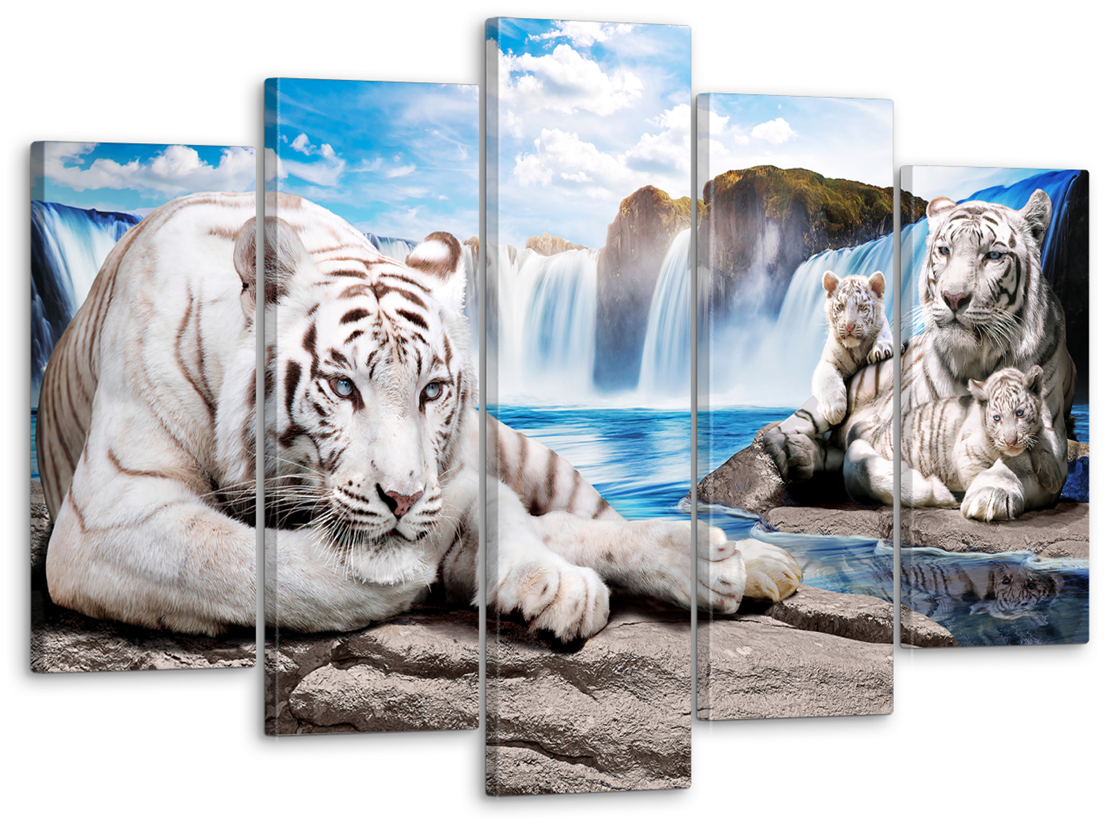 Модульная картина на стену, для интерьера "Семейство тигров" 80x140 см
