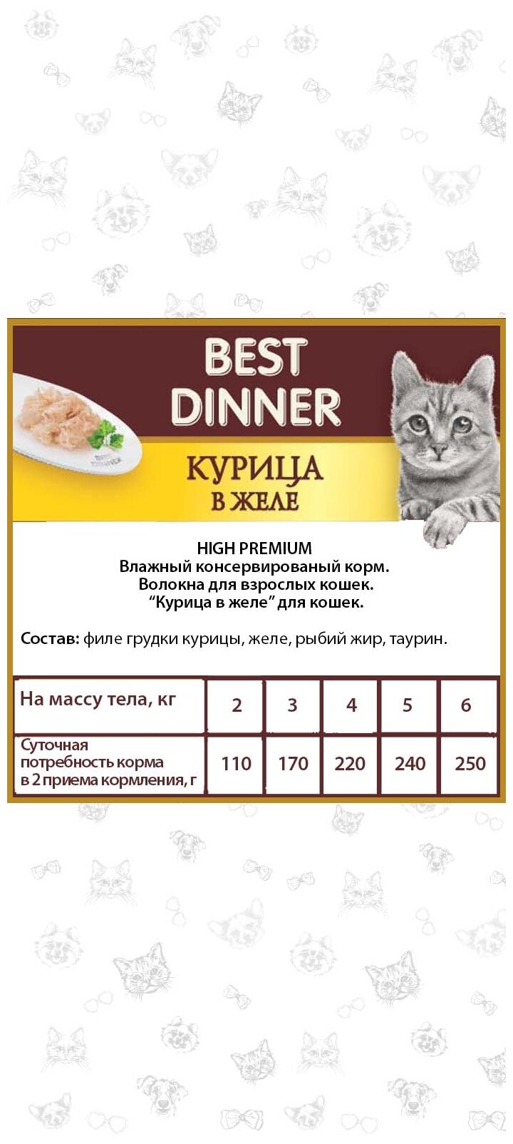 Влажный корм для кошек Best Dinner High Premium, с курицей 24 шт. х 85 г (кусочки в желе) - фотография № 7