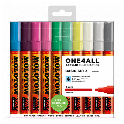 Molotow Набор маркеров Molotow One4All 227HS 4мм Basic-Set 3 10штук