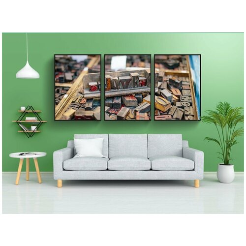 фото Набор модулных постеров для интерьера "тип дерева, блоков древесины, распечатать" 60x90 см. в тубусе, без рамки lotsprints