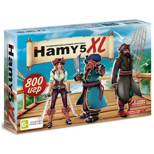 Игровая приставка 8 bit + 16 bit Hamy 5 XL AV + HDMI (800 в 1) + 800 встроенных игр + 2 геймпада (Черная) игровая приставка hamy 5 16 8 bit hdmi 505в1