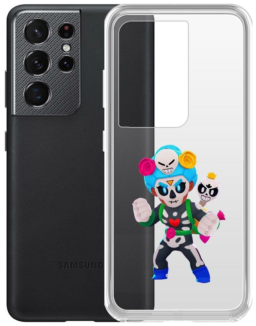 Чехол-накладка Clear Case Brawl Stars-Хэллоуинская Роза для Samsung Galaxy S21 Ultra (G998)