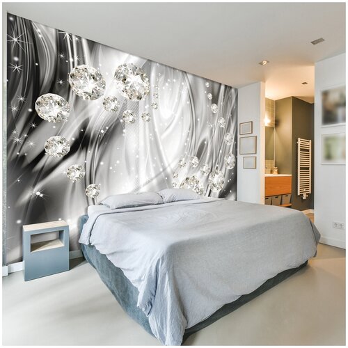 Фотообои флизелиновые обои 3D бриллианты на серебристом шелке 356 x 26 м 6719₽