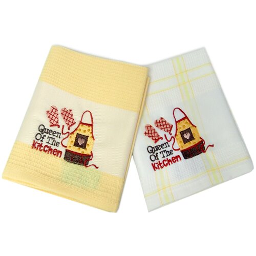 фото Tana home collection кухонное полотенце fartuk цвет: белый, жёлтый (45х70 см - 2 шт) br42066