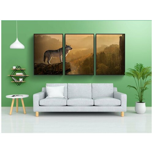 фото Набор модулных постеров для интерьера "волк, одинокий, уединенный" 60x90 см. в тубусе, без рамки lotsprints