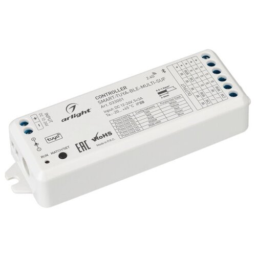 Контроллер SMART-TUYA-BLE-MULTI-SUF (12-24V, 5x3A, RGB-MIX, 2.4G) (Arlight, IP20 Пластик, 5 лет) Белый