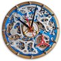 Часы настенные Автоматон Турбийон Синие с Хромом с вращающимися шестеренками
