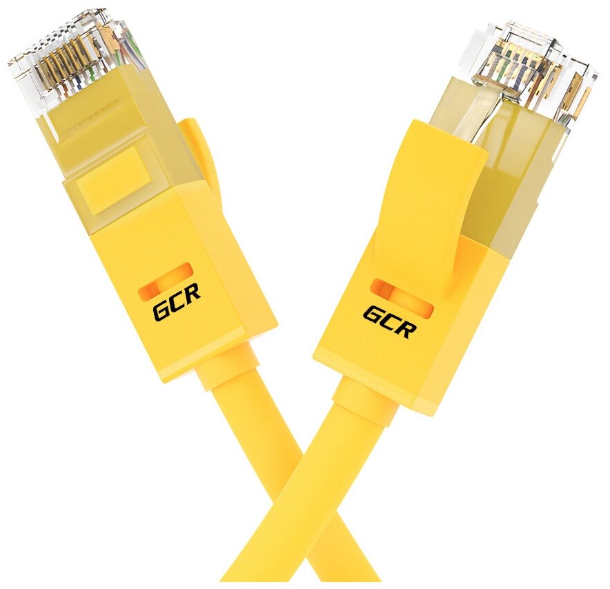 GCR Патч корд прямой 7.5 м UTP кат.5e желтый 24 AWG литой ethernet high speed 1 Гбит с RJ45 GCR-LNC500