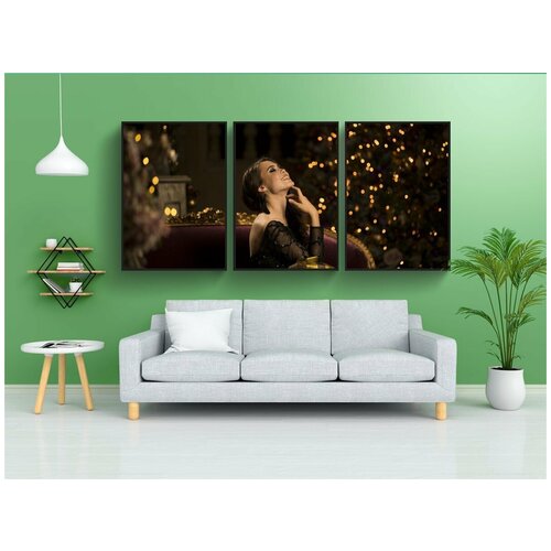 фото Набор модулных постеров для интерьера "рождественская елка, рождество, орнамент" 60x90 см. в тубусе, без рамки lotsprints