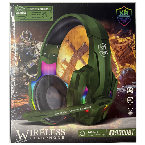 Игровые наушники с HD микрофоном и подсветкой/ Зеленые