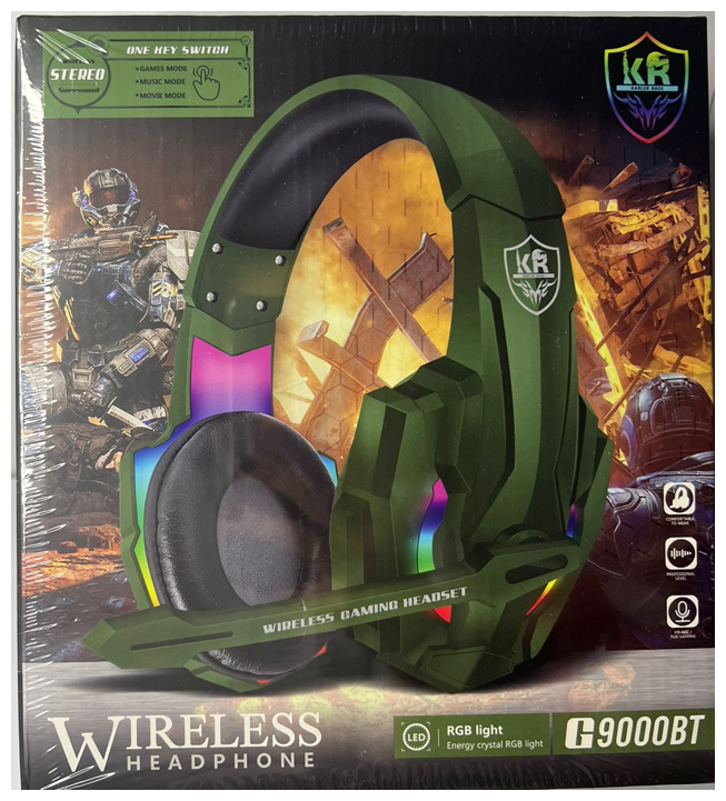 Игровые наушники с HD микрофоном и подсветкой/ Зеленые