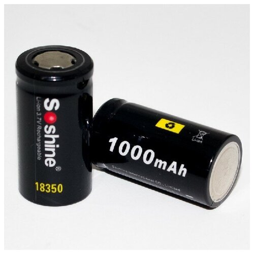 Незащищенный аккумулятор Li-Ion Soshine 18350 1000 mAh