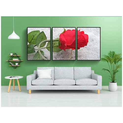 фото Набор модулных постеров для интерьера "роуз, сердце, снег" 60x90 см. в тубусе, без рамки lotsprints