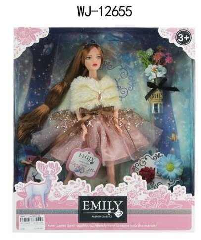 Кукла ABtoys Emily Розовая серия с букетом и аксессуарами, 30см WJ-12655