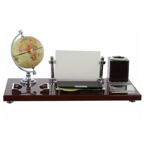 Настольный набор (глобус, карандашница, фоторамка, визитница, подставка д/скрепок), L42 W20 H21 см KSM-772353