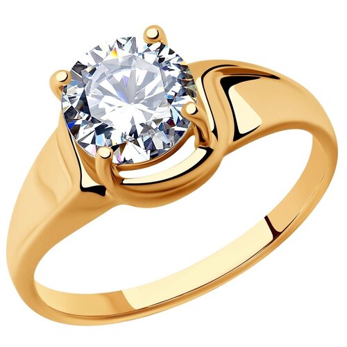 фото Sokolov кольцо из золочёного серебра с фианитом 93010809, размер 20