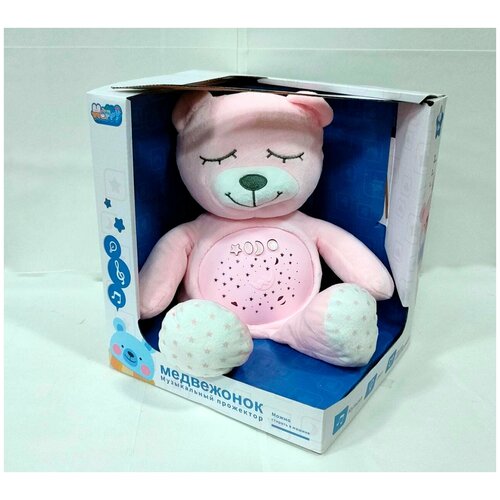 фото Мягкая музыкальная игрушка-проектор для малышей мишка розовый. детский ночник - проектор мишка розовый китай
