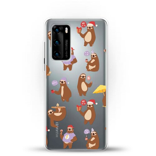 фото Силиконовый чехол узор из ленивцев на huawei p40 andy & paul